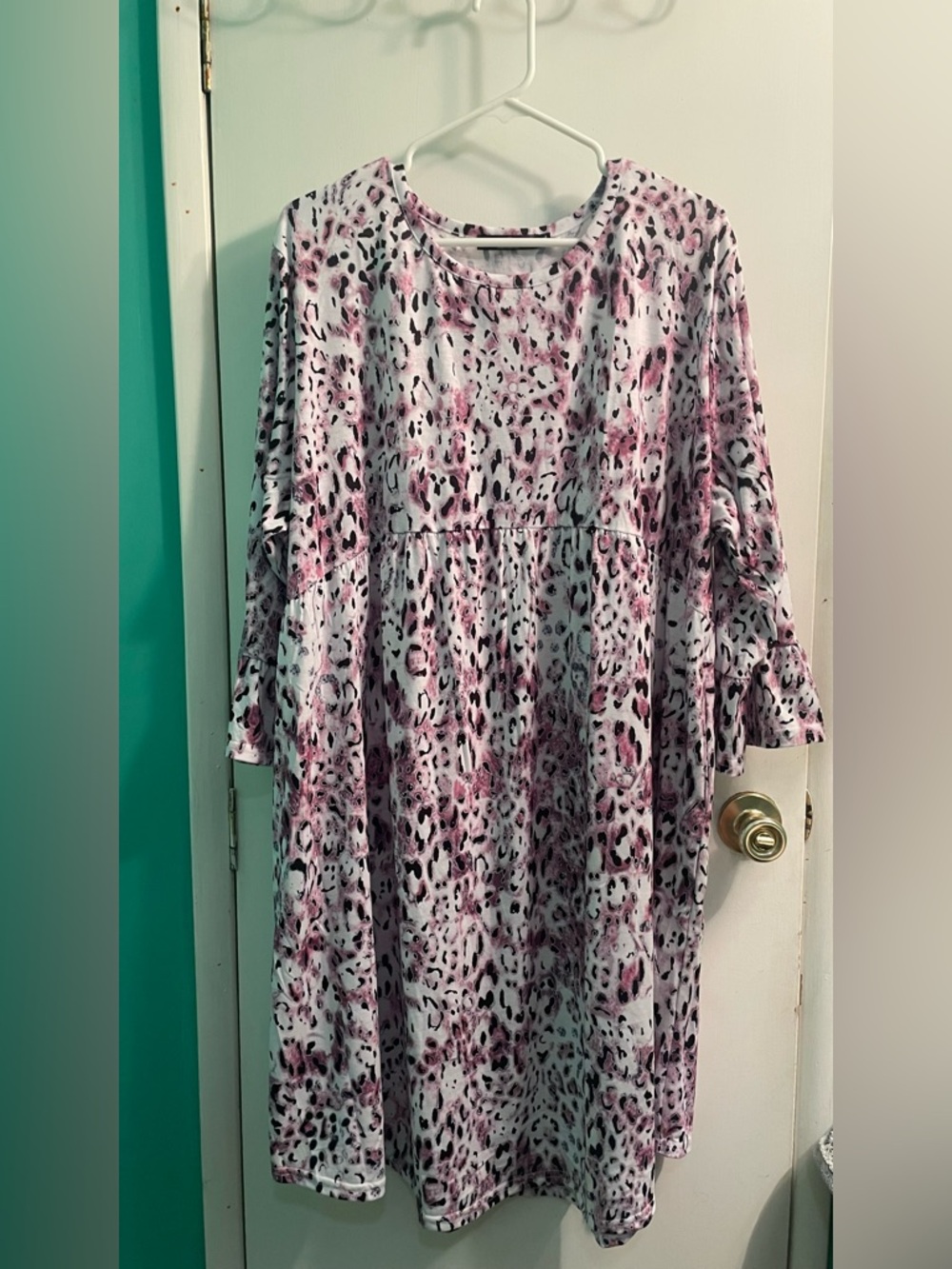 Glitzy Girlz Pink Leopard Print Babydoll Dress 3X